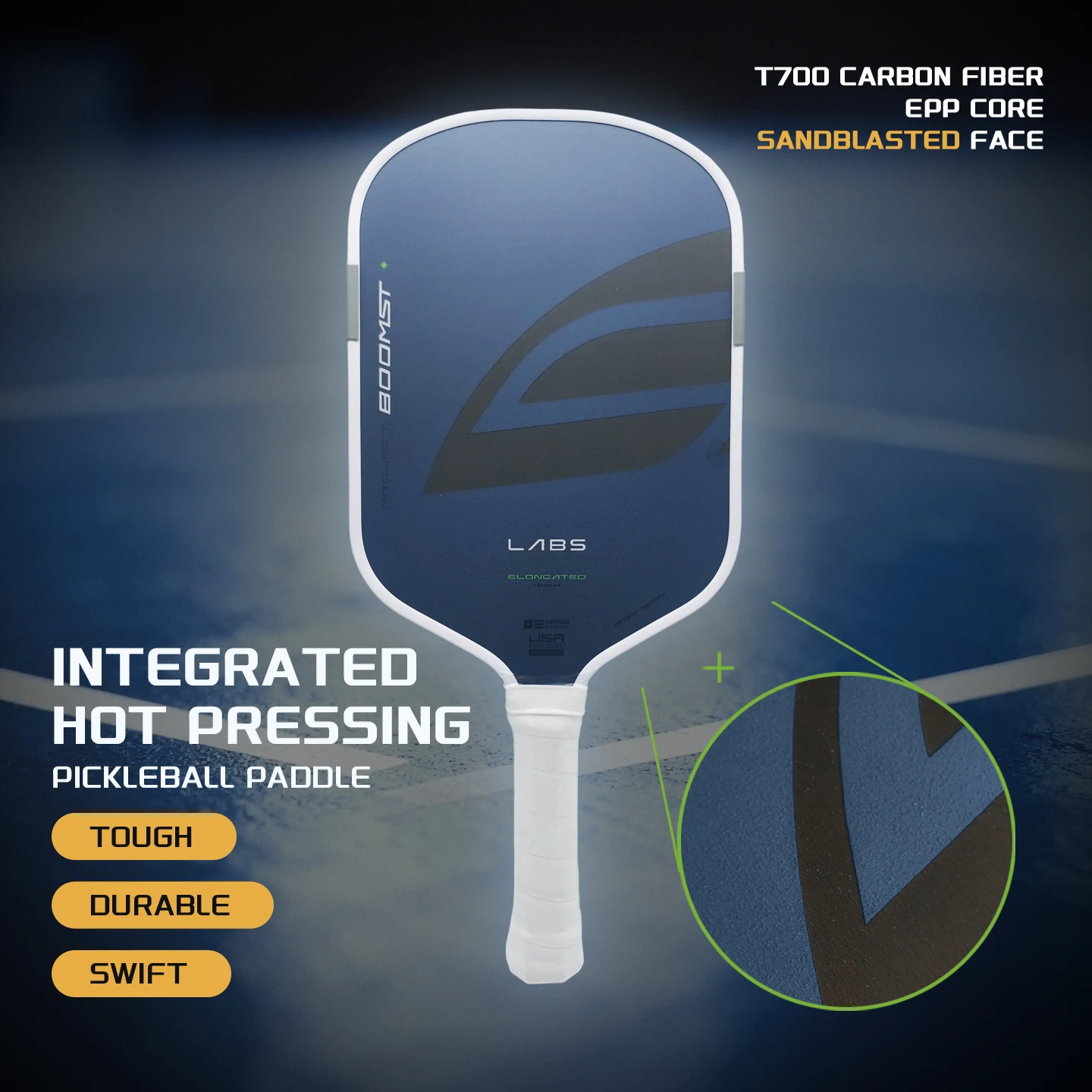 factory-direct-gen-5-sand-blasted-carbon-fiber-pickleball-paddle-embedded-metal-weight-integrated-hot-pressed-construction