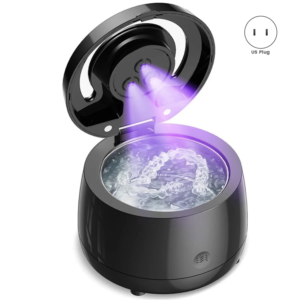 Nuevo limpiador de retenedores de cápsulas para limpieza de dientes, potente limpiador portátil para dentaduras postizas, máquina profesional de limpieza de joyas UVC, enchufe estadounidense