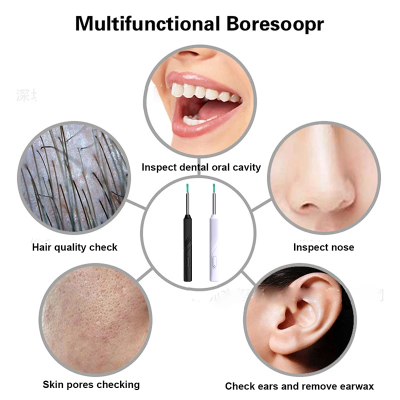 طقم منظار الأذن اللاسلكي المحمول ، طبيب طبي منزلي ، منظار الأذن والعناية بالأذن ، سماعة الأذن LED ، منظف الأذن ، كاميرا بصرية ذكية ، USB ، NE18 #6