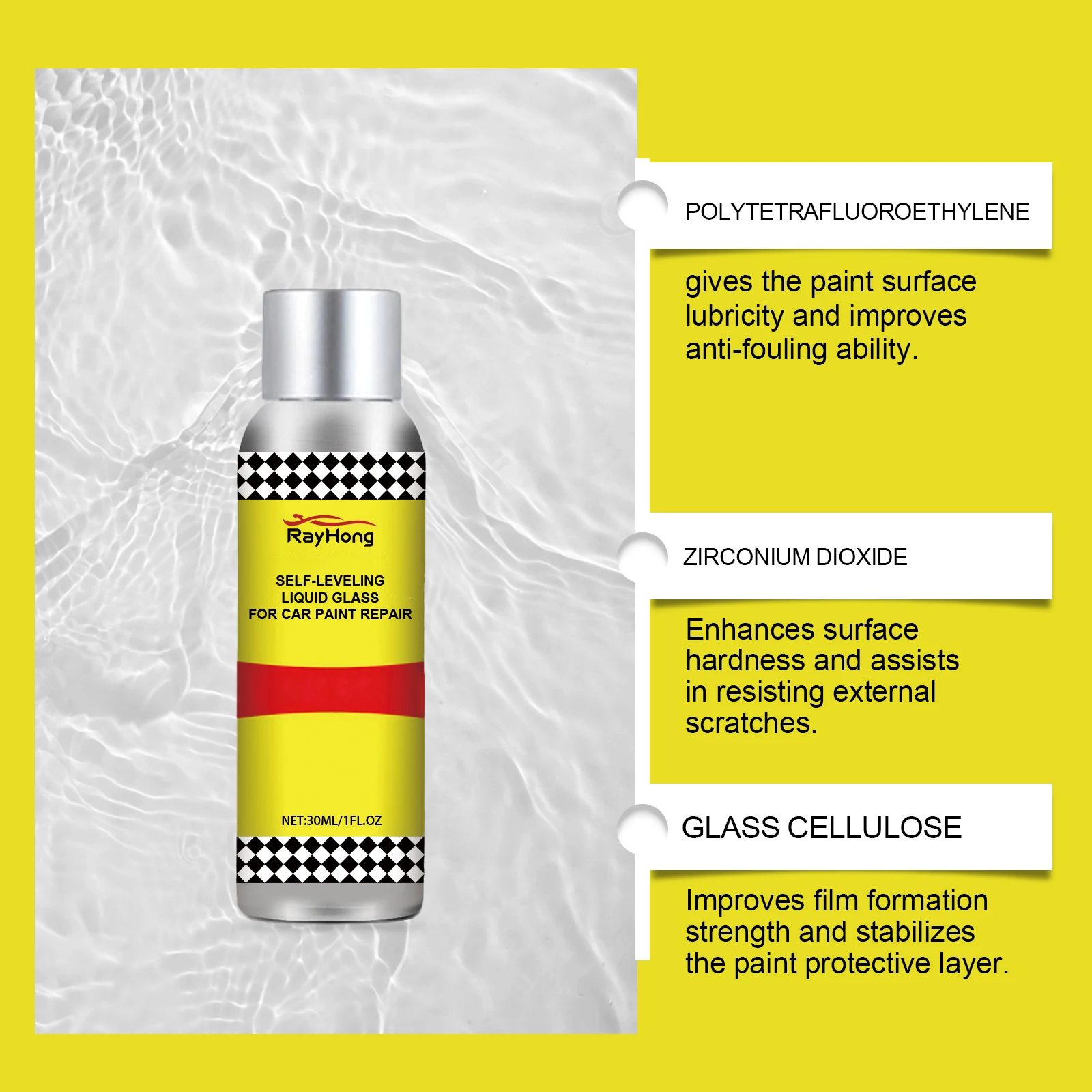 Car Paint Care Liquid Polish & Gloss Enhancer Paint Restorer for Scratch Swirl Removal UV Protection Long Lasting Shine 30ml