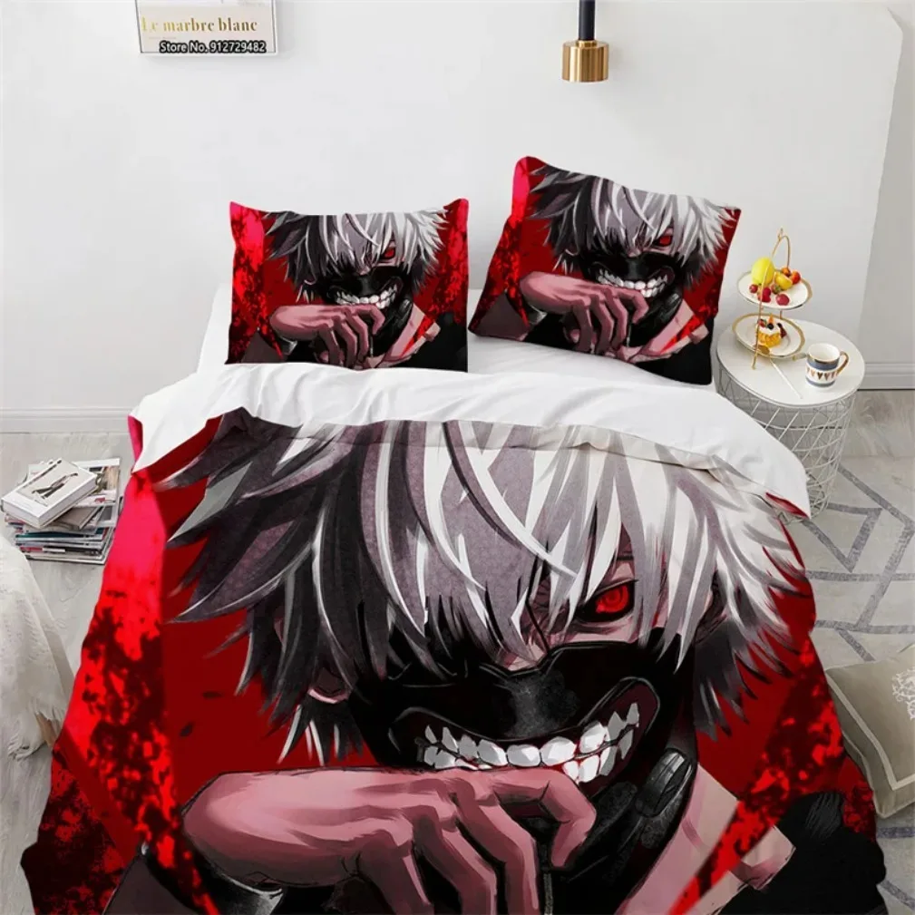 3D Print Anime Tokyo Ghoul Kaneki Ken Bedding Set,Tokyo Ghoul Duvet Cover Bed Set Quilt Cover Pillowcase Comforter king Queen