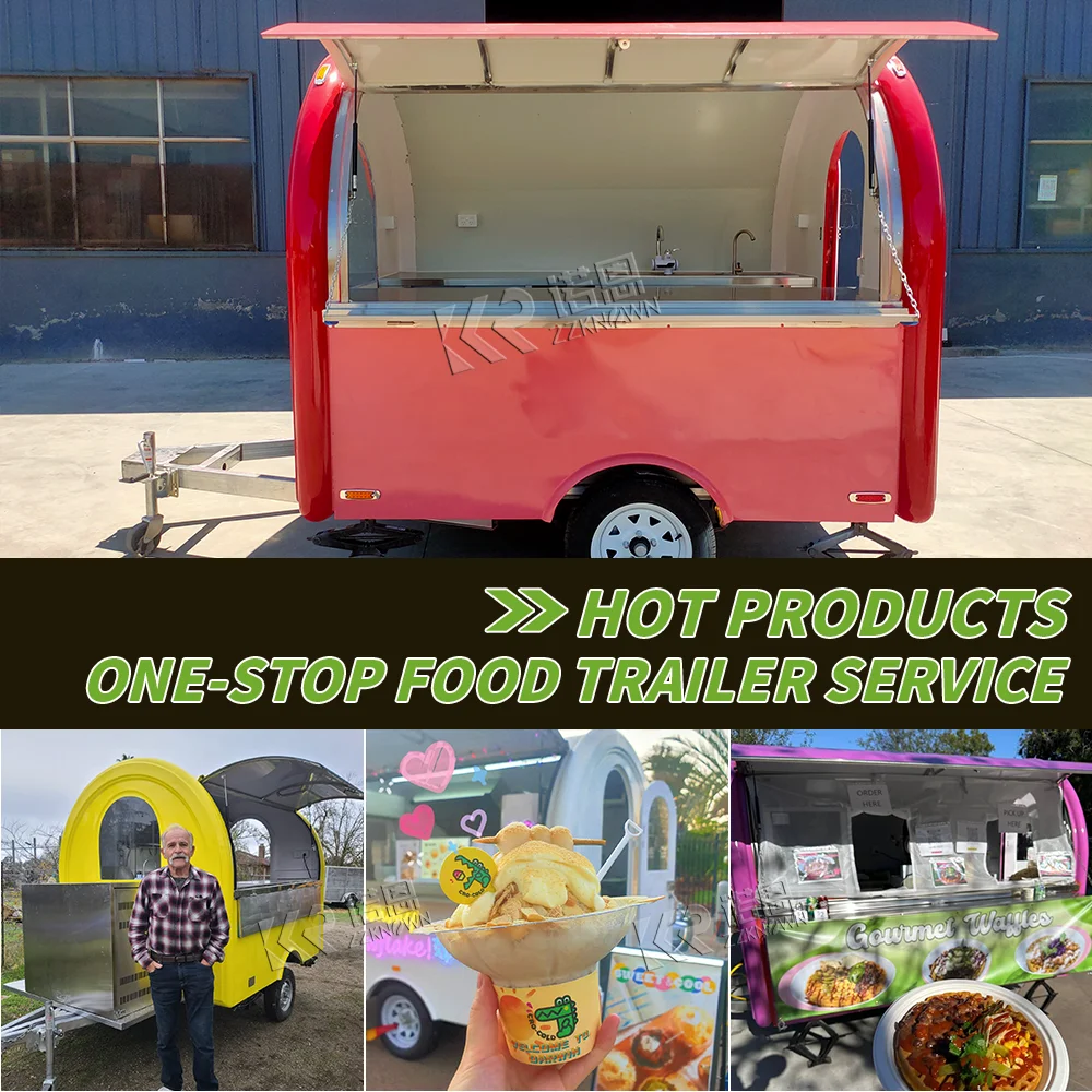 Mobile Food Trailer Street Ice Cream Hot Dog Cart Street Restaurant Fully Equipped Concession Fast Food Truck With Full Kitchen