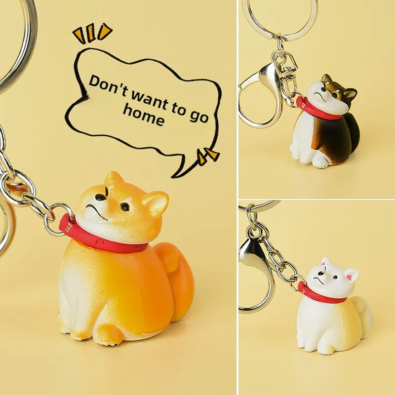 Adorable Llavero de Coche de PVC Suave con Diseño de Perro Shiba Inu, Bonito Juguete de Peluche de Dibujos Animados, Colgante...
