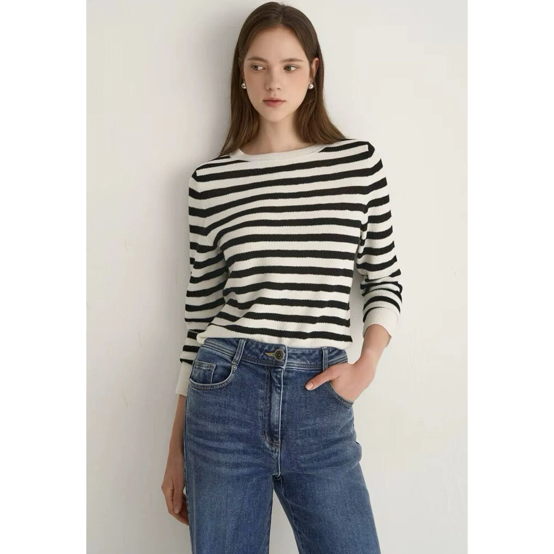 سترة محبوكة مخططة بلون سحر على الوجهين MIN25 الخريف Faion تويست اتجاهين يمكن ارتداؤها ملابس داخلية نسائية #4