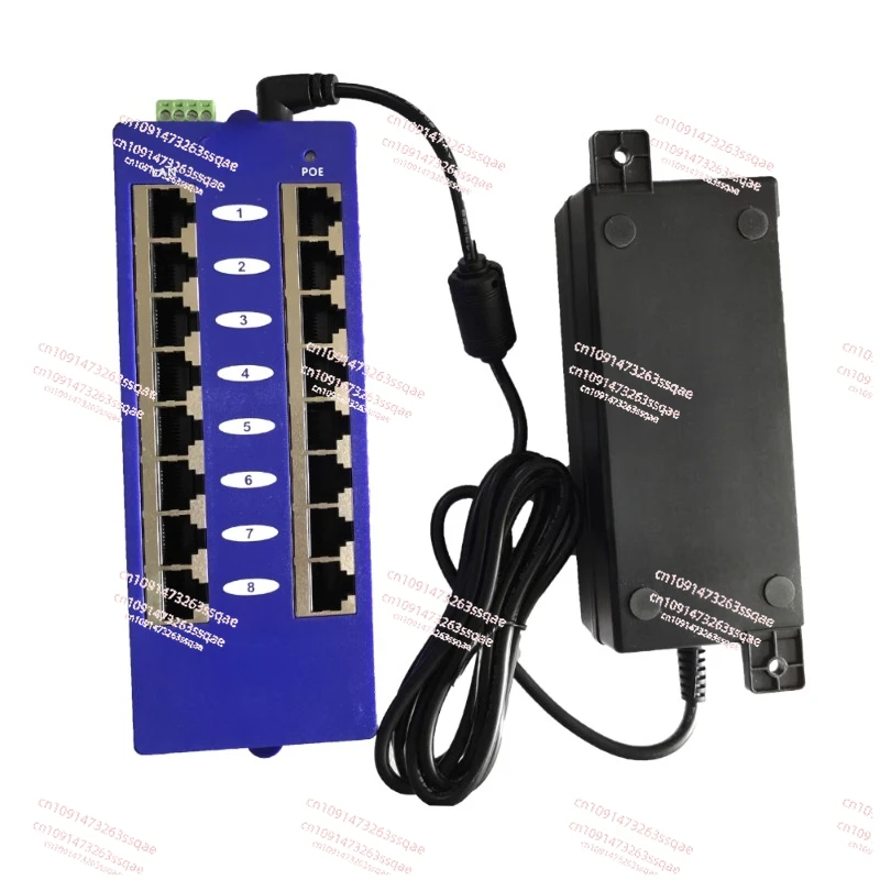 8-Port Gigabit POE mid-span Ethernet power supply injector plug-in wall type with 24V60W power supply POE synthesizer