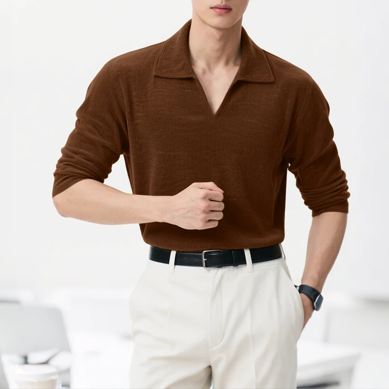 

INCERUN мужские рубашки сплошной цвет с лацканами и длинным рукавом велюровая повседневная мужская одежда уличная одежда свободные 2025 модные мужские рубашки для отдыха