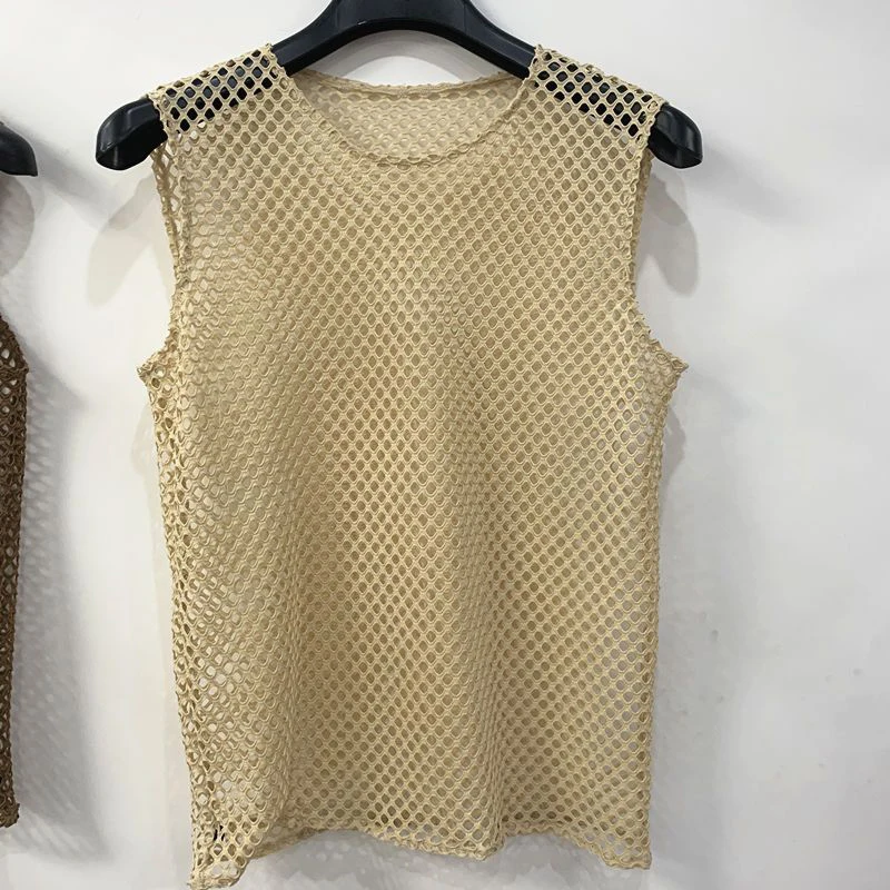 Summer Mesh Hollow Out Men Tank Tops 2xl Oversized Breathable Sleeveless T Shirts Street Fashion Casual Hip Hop Vest Tee Catwalk