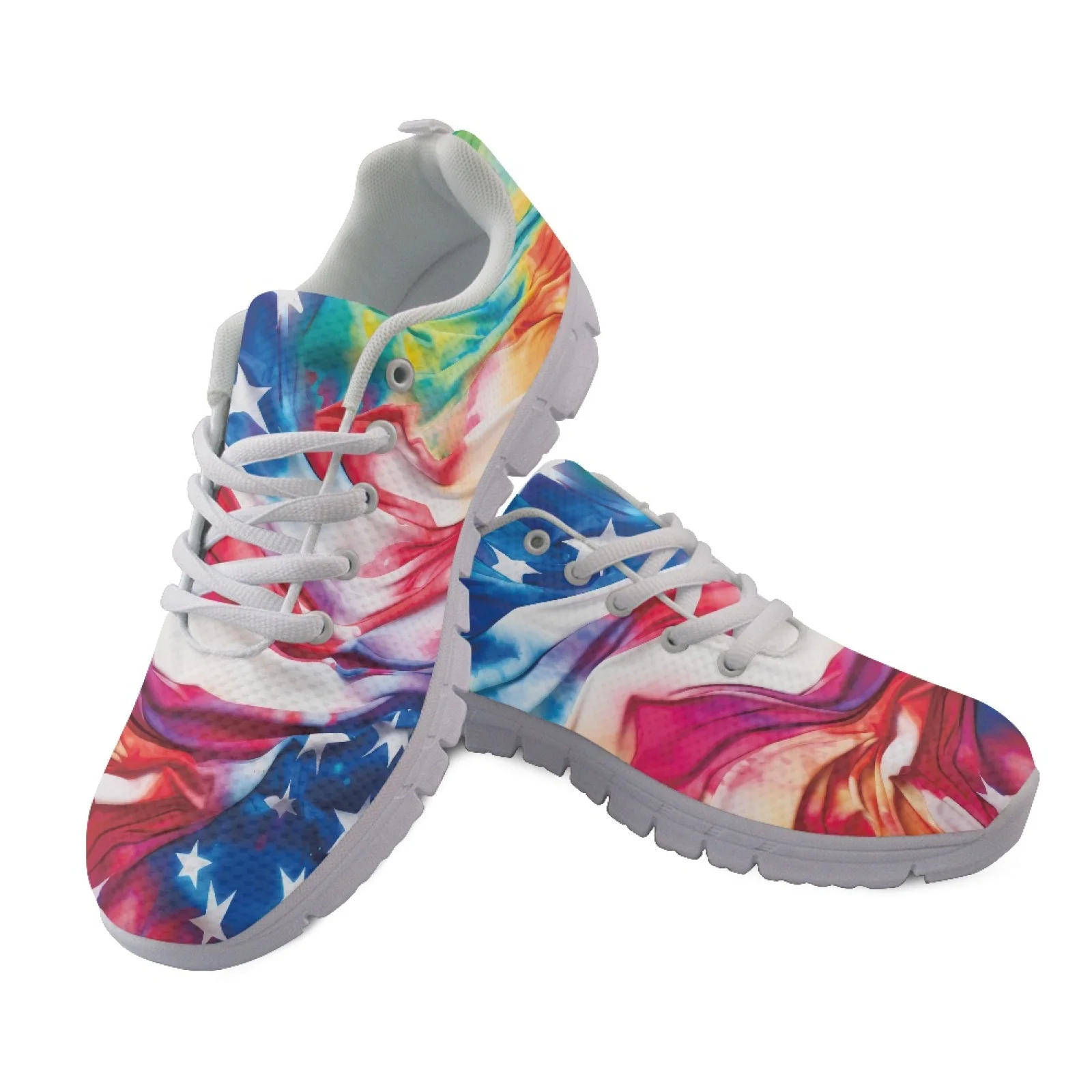 Coloranimal American Flag Design Lightweight Tennis Shoes Women's Tennis Shoes Walking Shoes for Womens Lady