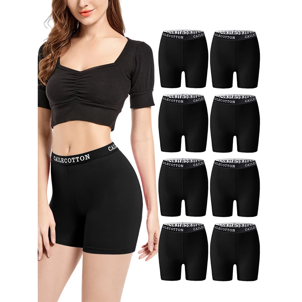 8PCS Breathable Safety Shorts Women Comfort Under Skirt Panties Skin-Friendly Casual Fitness Boyshort Yoga Women Safety Shorts