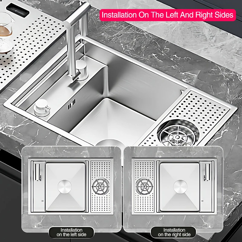 ASRAS SUS 304 Stainless Steel Brushed Small Size Kitchen Island Sink Cup Washer Hidden Bar Counter Cover Concealed Kitchen Sinks