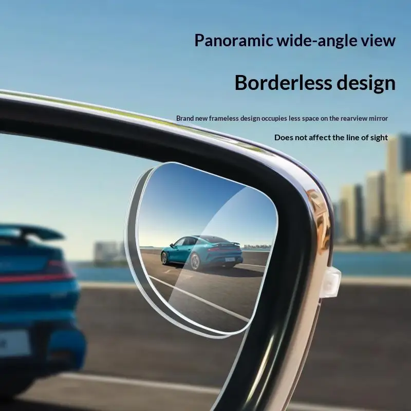 【CMO】2pcs Universal Fit Glass Car Wide-angle Blind Spot Rearview Mirror,360° Adjustable, High-definition,with Applicable For