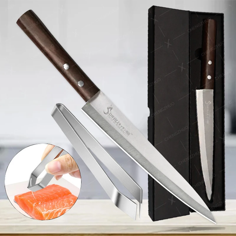 

Japanese Sashimi Knife Salmon Sushi Knife Stainless Steel Kitchen Professional Chef Knife Fish Slicing Knives Fish Bone Clip