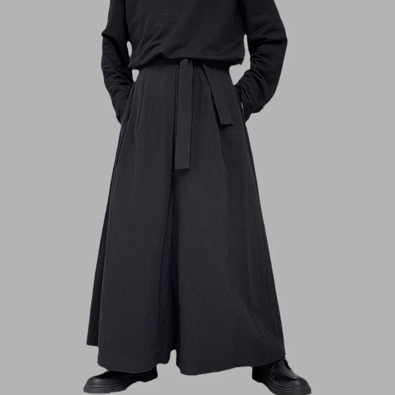 

Streetwear Men Kimono Samurai Pants Casual Wide Leg Pants Chinese Style Hanfu Tang Trousers Male Kendo Uniforms