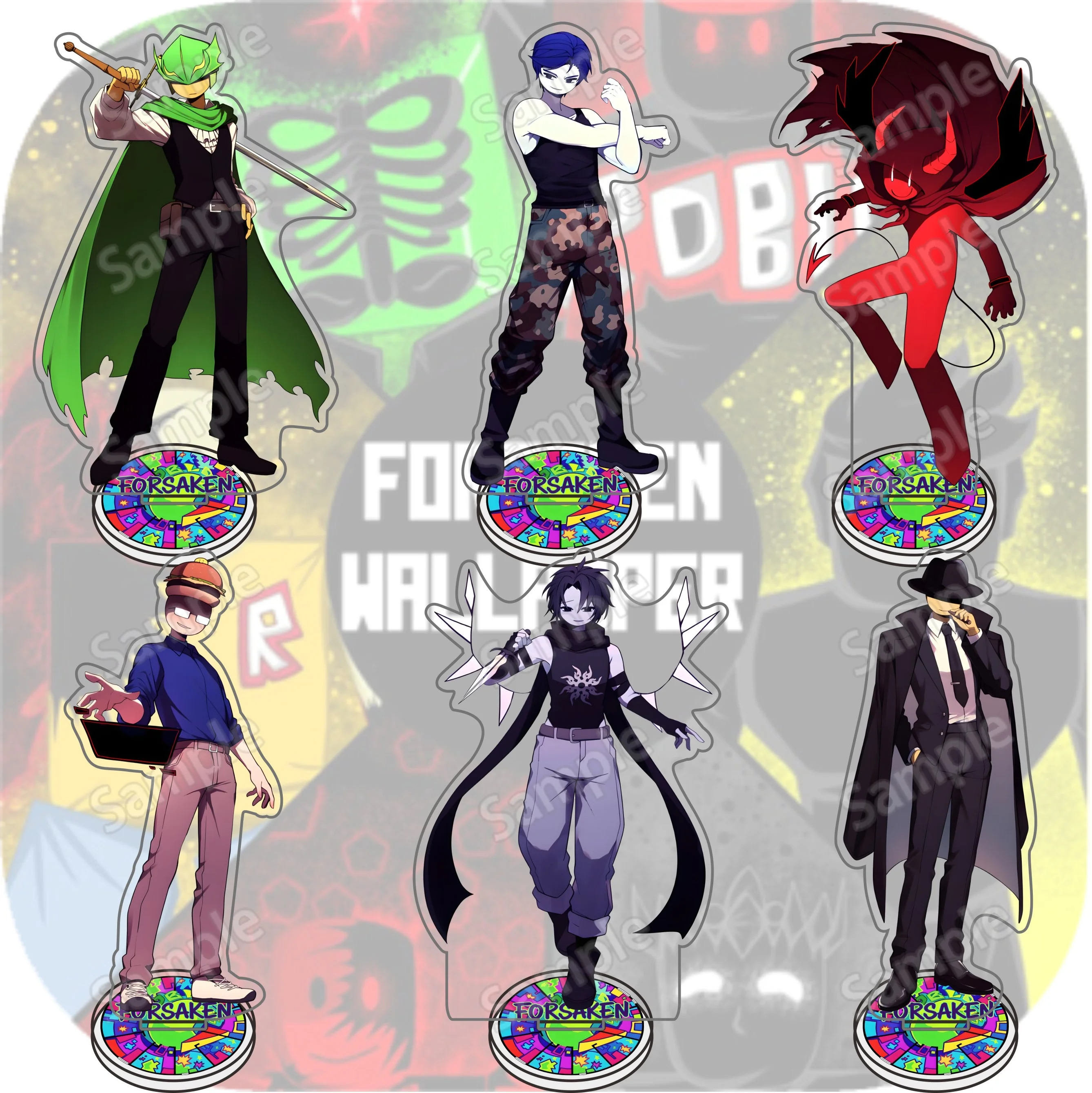 

Game Forsaken Acrylic Standee 15CM for Desktop Decoration, Guest 1337/Noob/Shedletsky Charm Keychain, Jewelry Gift for Fans