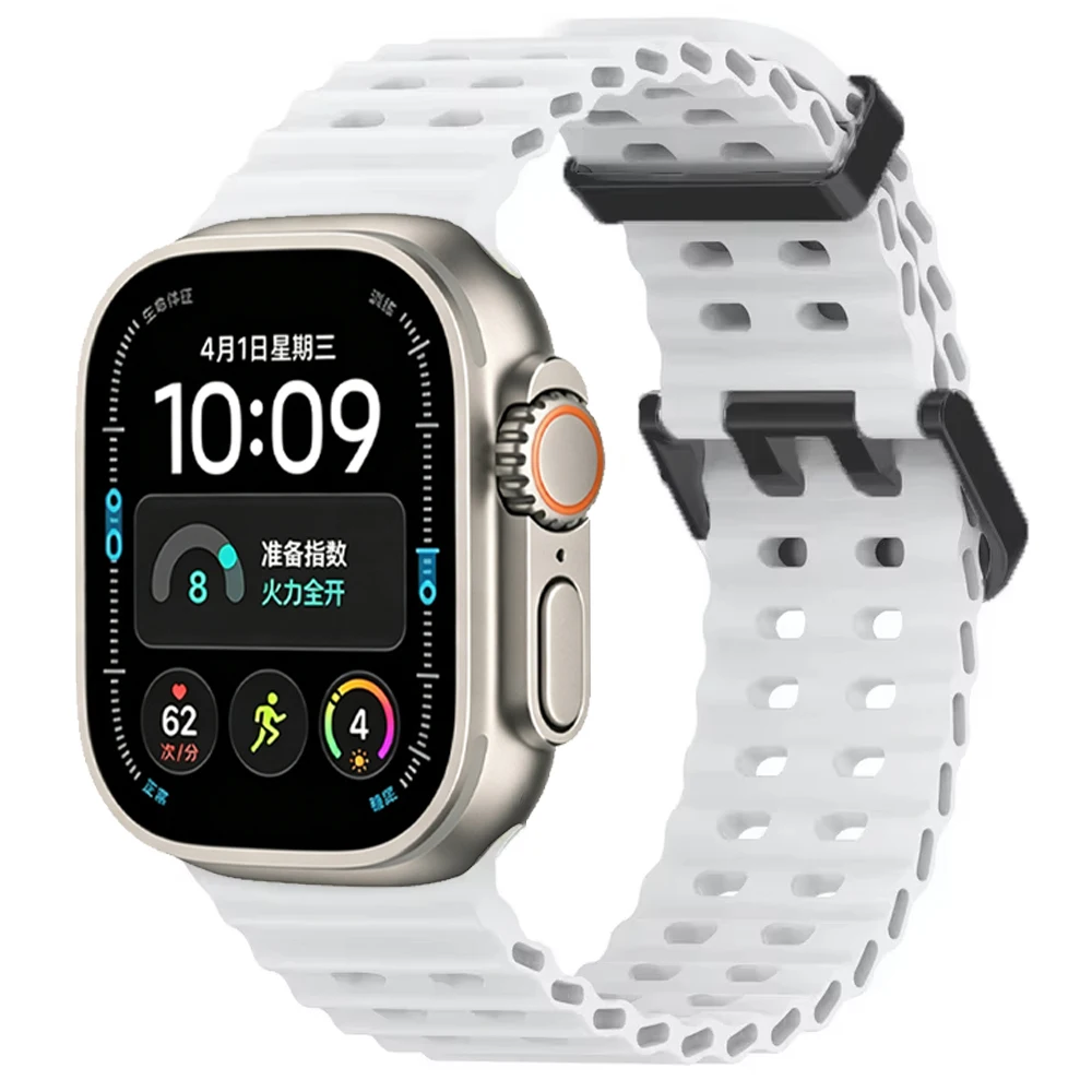 Ocean Silikonarmband für Apple Watch Band Ultra 4/3/2/1 49mm Serie 12 11 10 46mm Komfortables Armband IWatch 9 8 7 6 5 4 SE 45/44mm – Detail 7