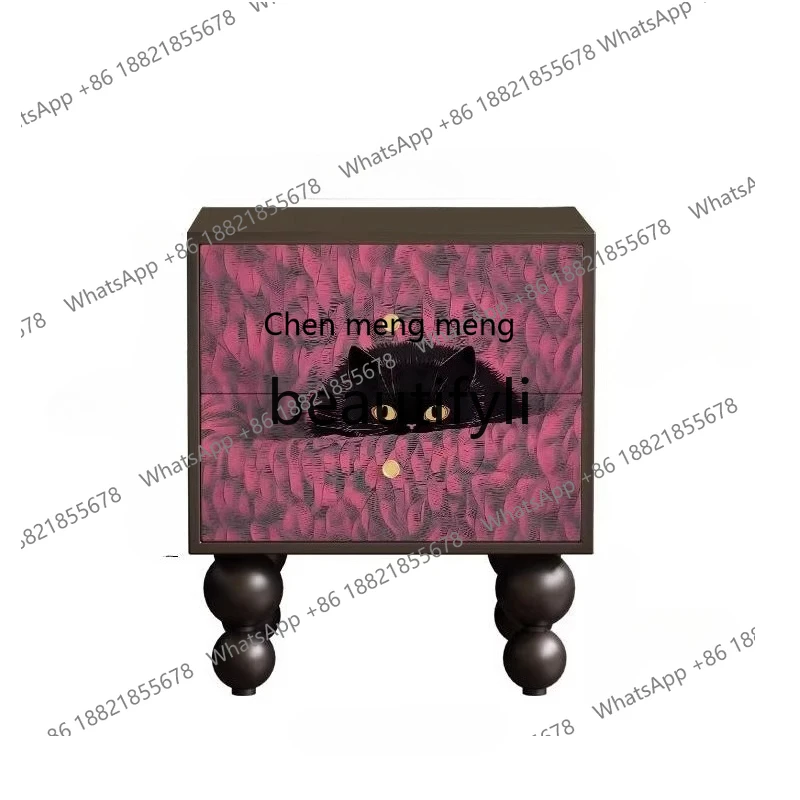 

French Vintage Solid Wood Bedside Table Bedroom Room Locker Home, Simple, Locker H