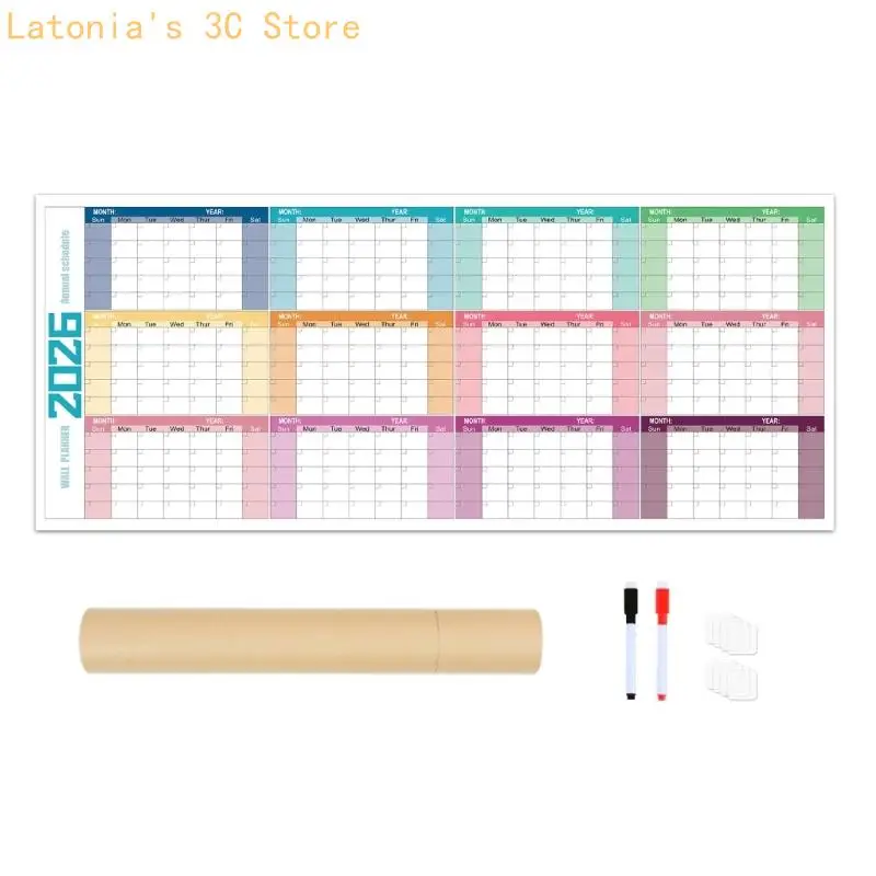 2026 Kalender mit Ganzjahresansicht, Wandplaner, 100 x 42 löschbarer Wandkalender, Jahresplaner für die tägliche Planung – Detail 4