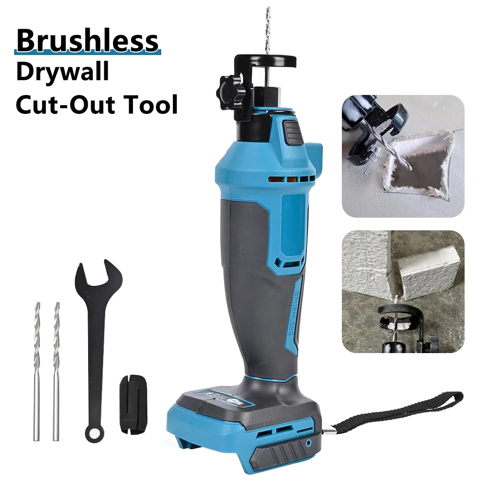 Cordless Drywall Cut-Out Tool Brushless 3 Gears Rotary Saw Efficient Cutting Wood Sheetrock Power Tools For Makita 18V Battery