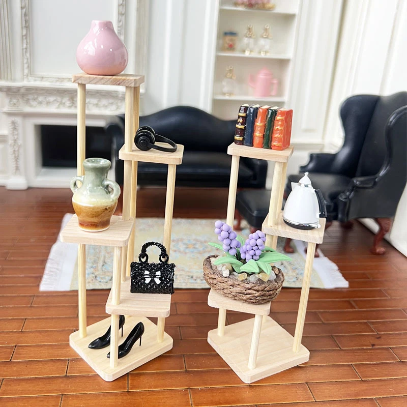 1/12 Dollhouse Miniature Display Stand Multi-Layer Flower Rack Model Doll Furniture Accessories Micro Scene Construction Props