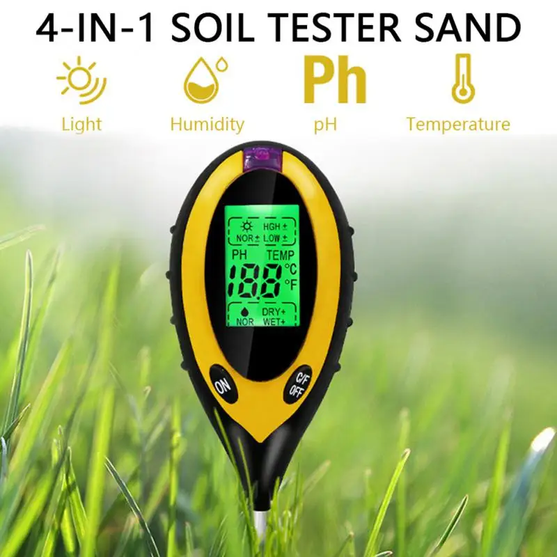 

Allsome 2023 Digital 4 in 1 Soil PH Meter Moisture Monitor Temperature Sunlight Tester for Gardening Plants Farming