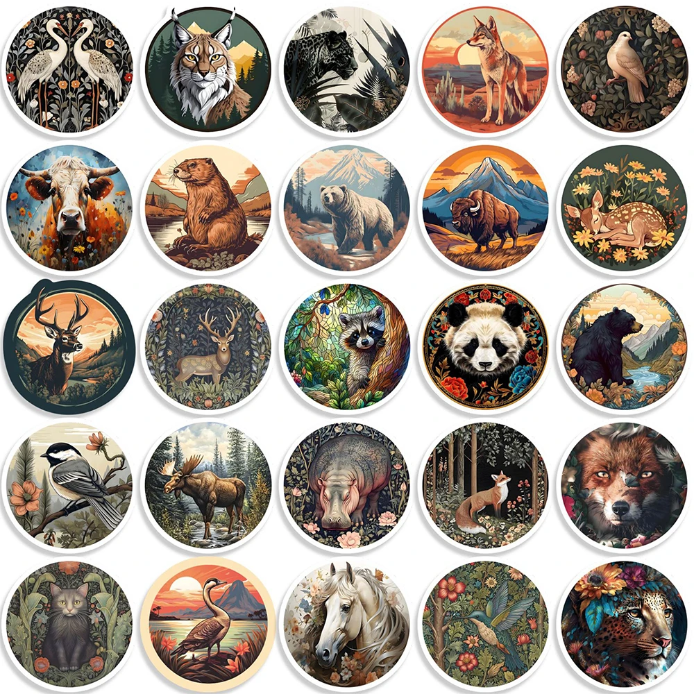 10/30/50pcs Vintage Cartoon Animals Stickers Retro Art Graffiti Sticker Scrapbooking Luggage Phone Bike Decals for Kids Toy Gift