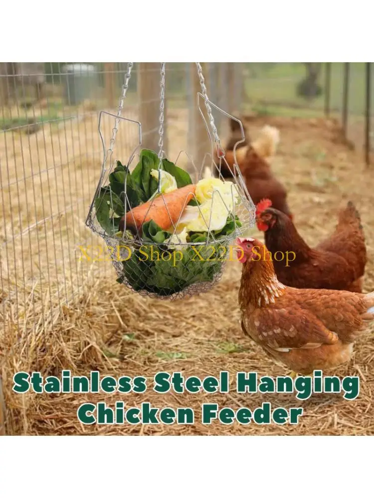 X22D 9 Inch Hanging Poultry Feeder Detachable Basket Iron Materials Low Maintenance