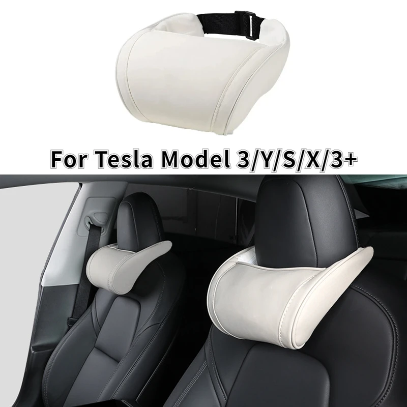 Neck Pillow for Tesla Model 3/Y/S/X/3+ Highland 2024 Soft Comfortable Cushion Leather Neck Support Car Seat Headrest Accessories
