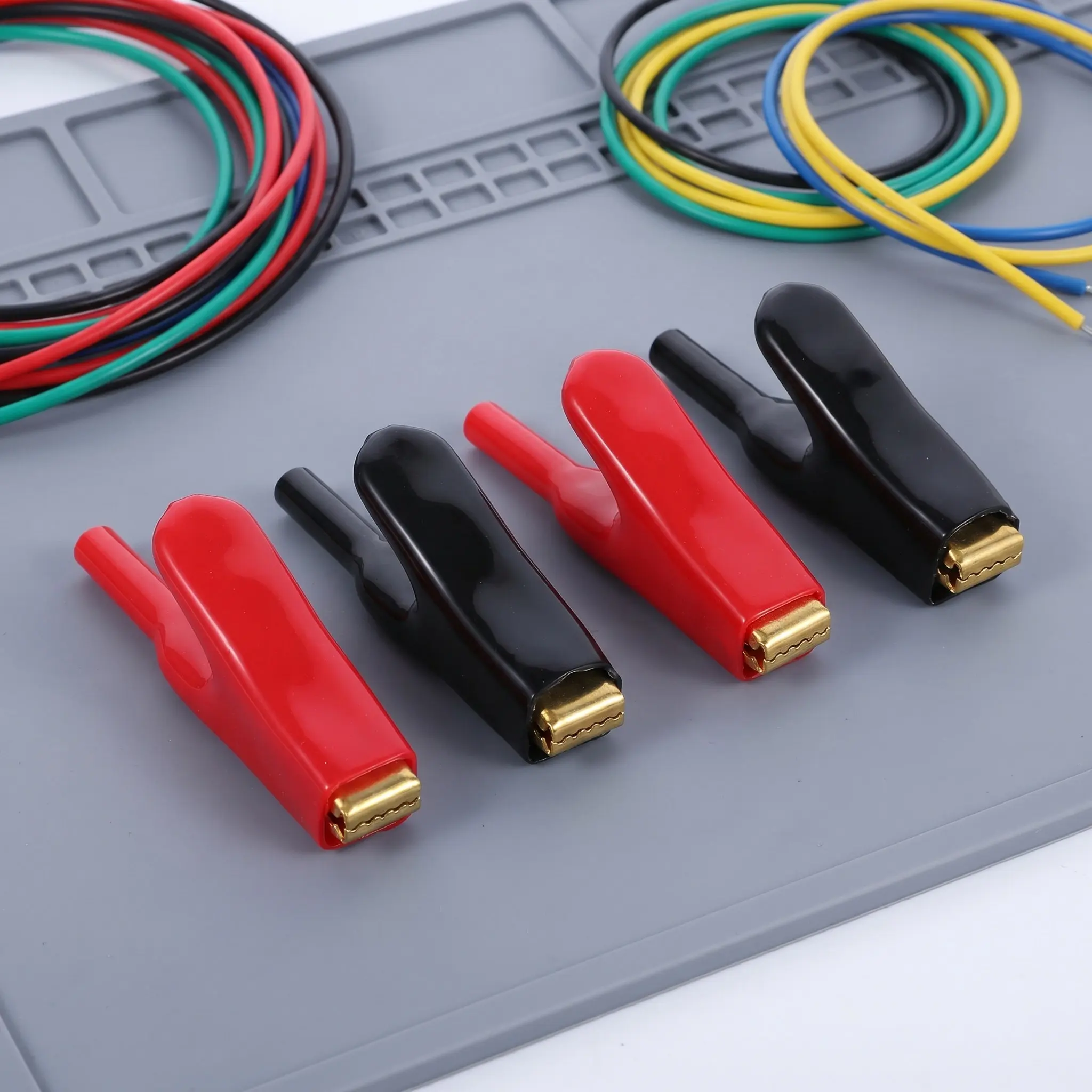 4Pcs Insulated Alligator Clips Soft Silicone Thumb Press Clamp Heavy Duty Electrical Wire Connectors Car Battery Clamps Test