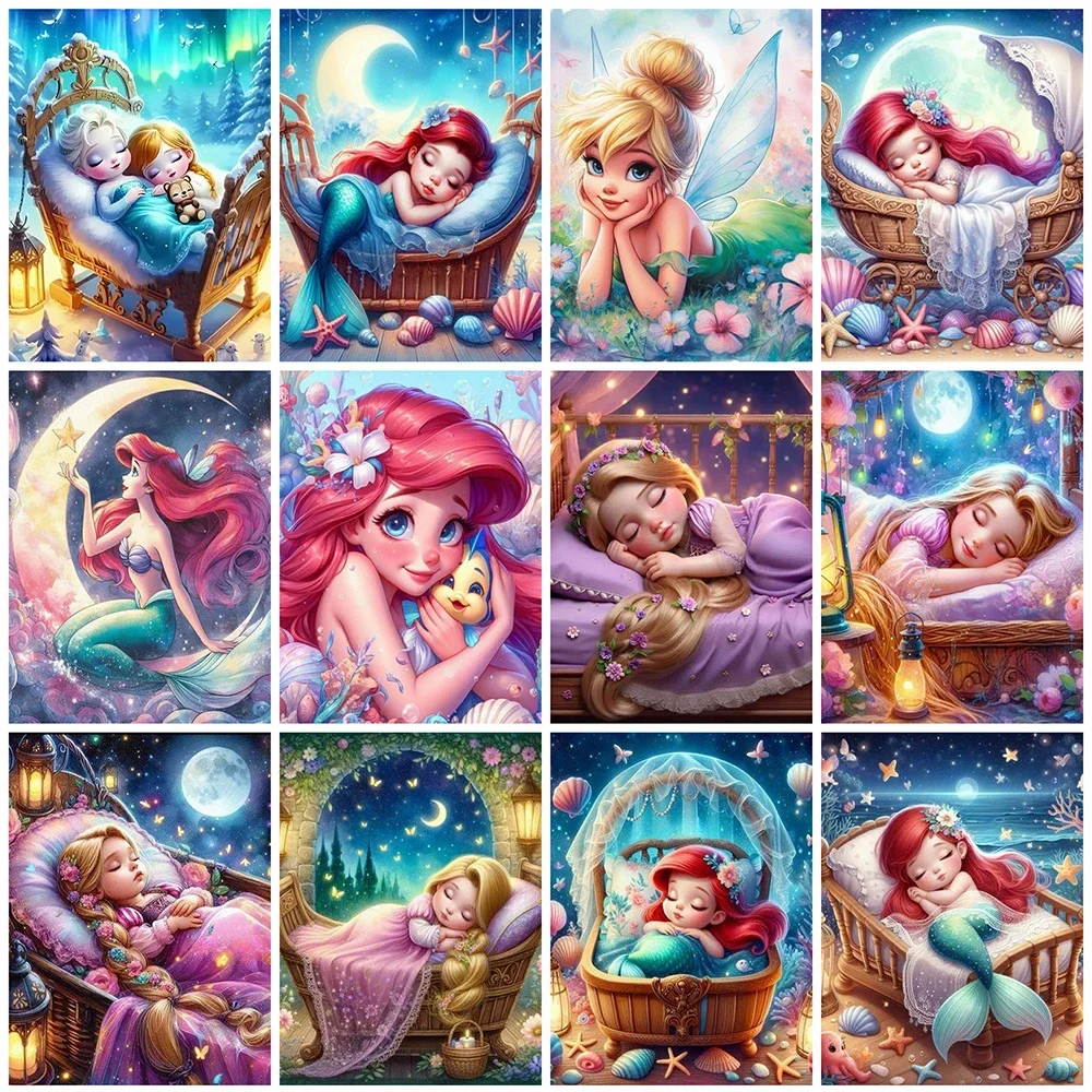 

Картина маслом по номерам Дисней, набор красок принцессы-русалки для взрослых, Рапунцель, раскраска, картина, мультфильм, новая ручная роспись, подарок «сделай сам»