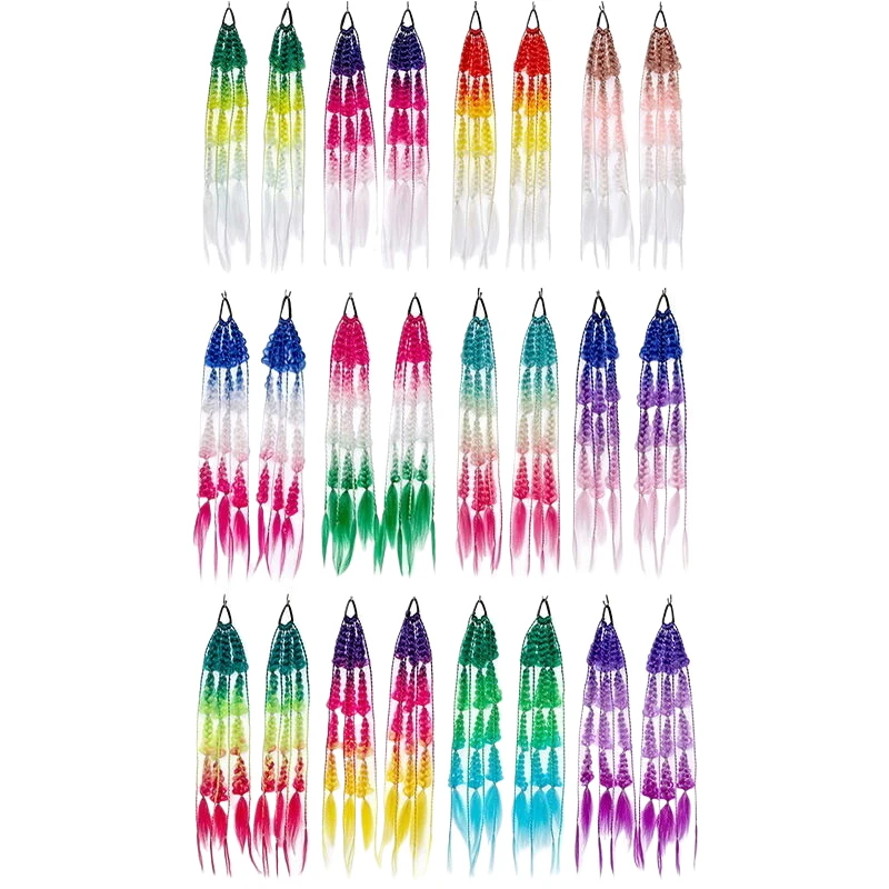 فانوس طويل مضفر ذيل حصان مع ربطة شعر مستقيمة 1 قطعة ذيل حصان الاصطناعية تمديد فقاعة ملونة جديلة #5