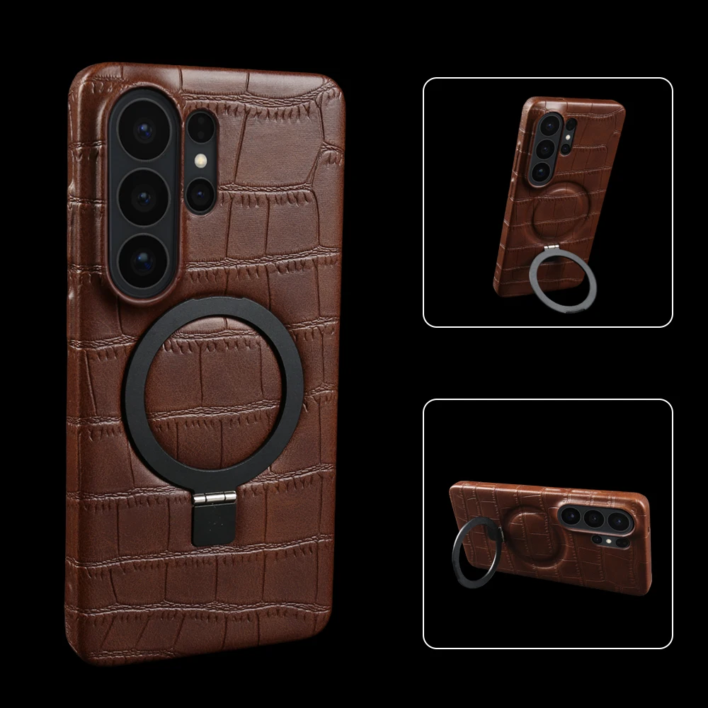 

Magnetic Bracket Ring Leather Back Cover Case For Samsung Galaxy S26 Ultra S25 Plus S24 FE S23 S22 S21 S20 Phone Case Coque S 26