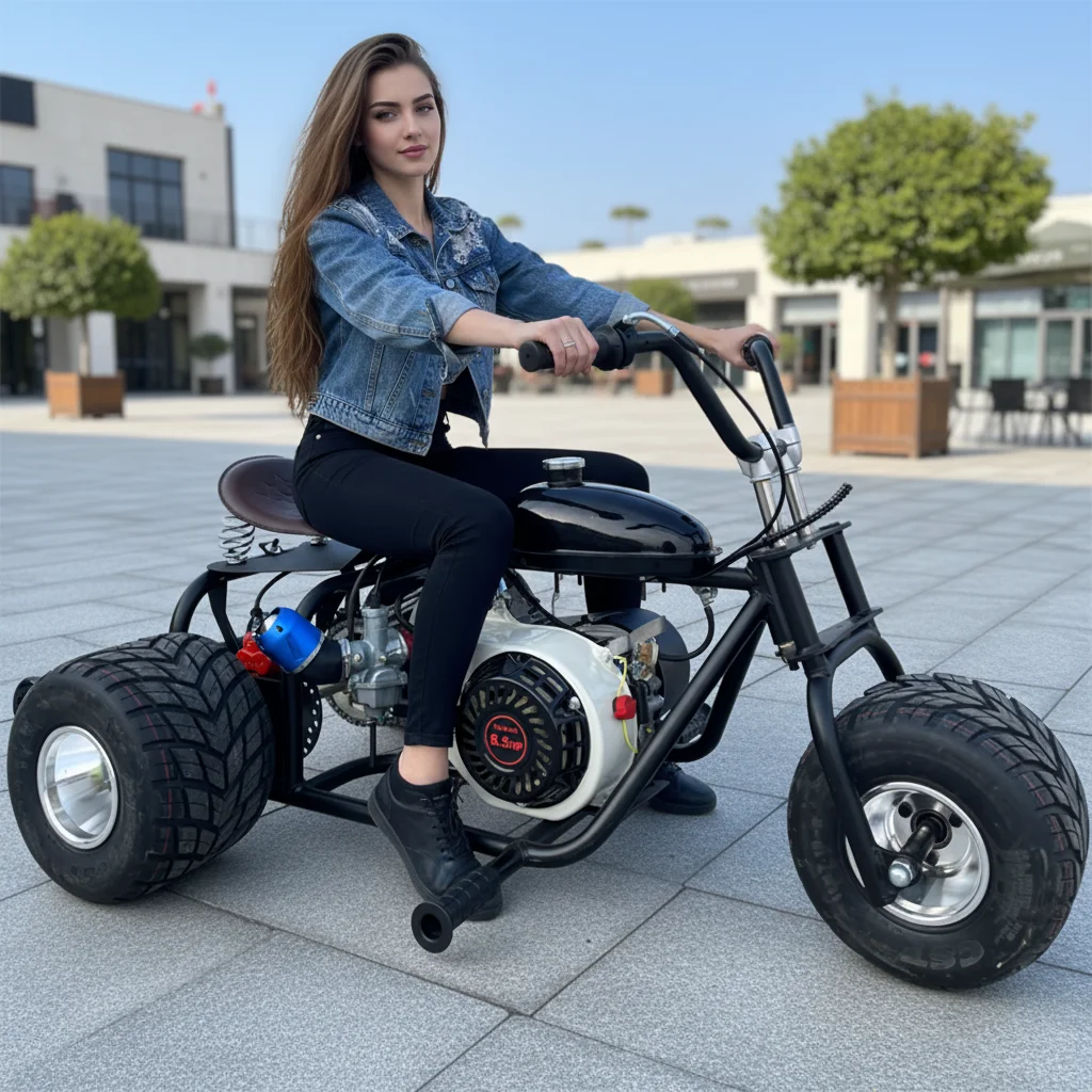 212cc 8.5hp 4-Stroke Gas-Powered Drift Tricycle 60km/h Off-Road Max Speed Outdoor Park Tricycle Adult Racing Pedal Drift Kart