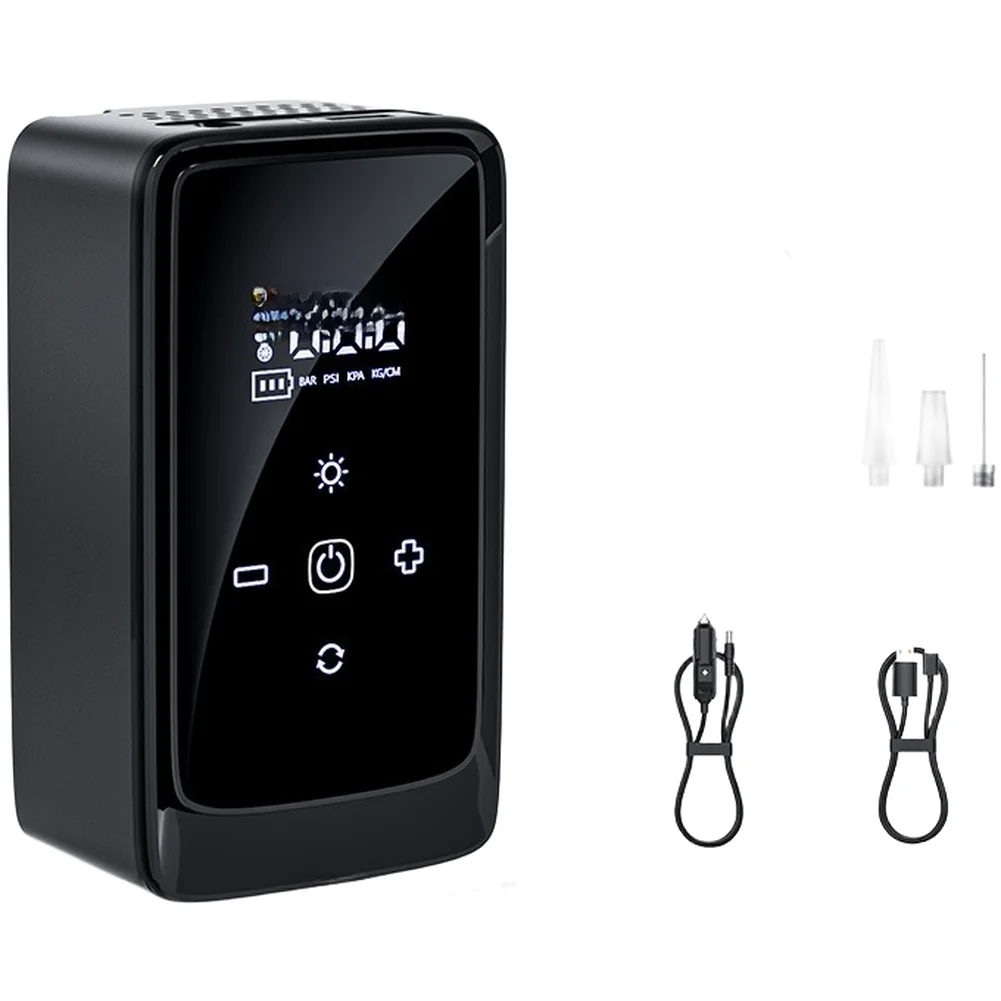 

Воздушный компрессор с цифровым дисплеем, емкость аккумулятора 3900 мАч, автоматическое отключение, воздушный насос со встроенным освещением