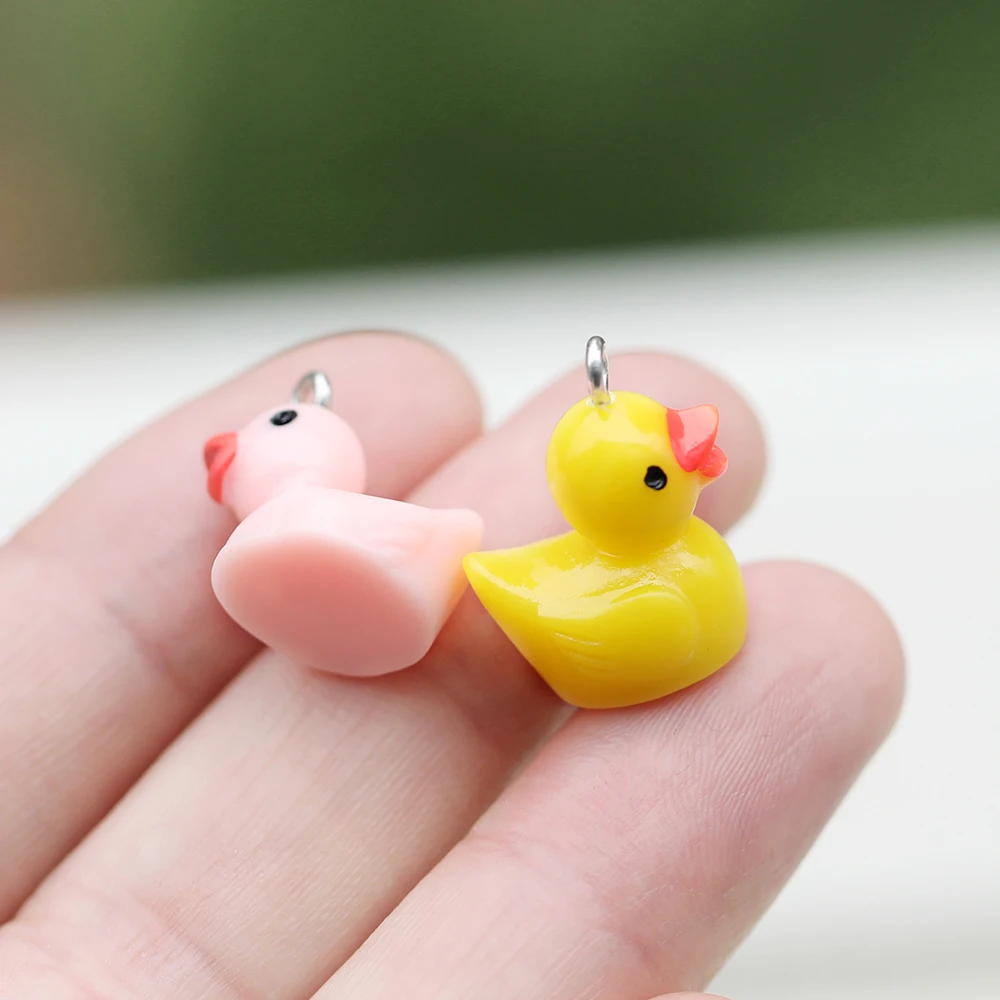 10pcs 17.5x18.5mm 3D Duck Resin Charms Cute Animal Pendant For Jewelry Making Diy Earrings Keychain Crafts Accessories