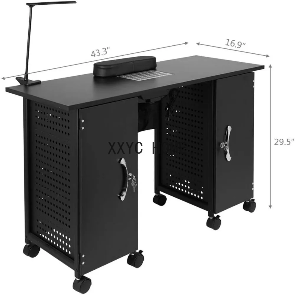Manicure Table Nail Desk w/Electric Downdraft Vent,Iron Frame Beauty Spa Salon Workstation 43.3x16.9x29.5 Inch (Pack of 1)
