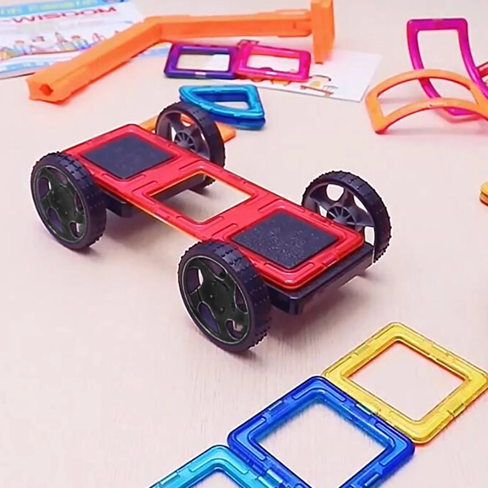 2Pcs Magnet Building Blocks Wheels Base Construction Toys Magnetic Wheels DIY Construction Base Children Toys Wheel Set for Kids