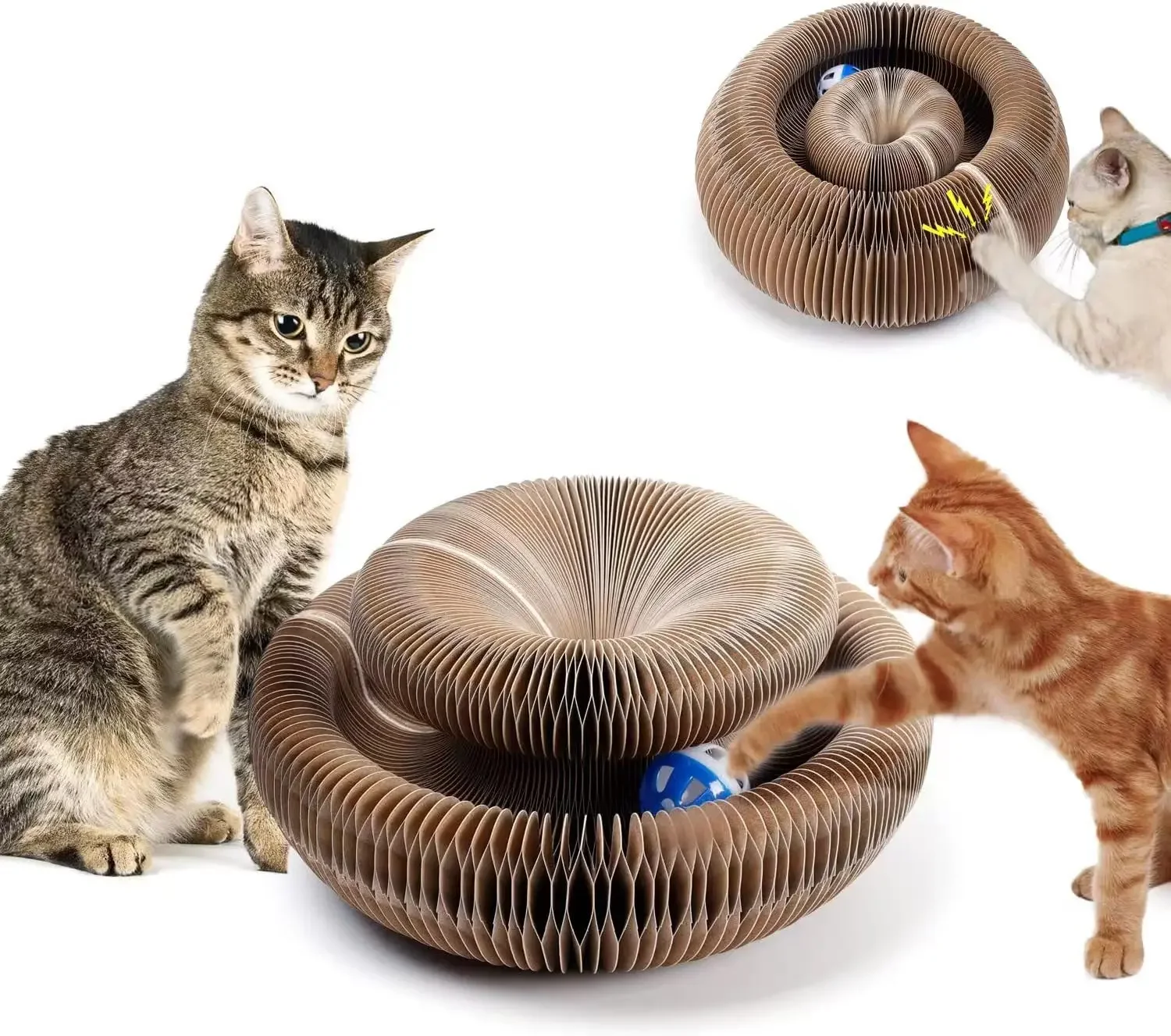 

Cat Scratching Board Folding Magic Organ Cat Toy With Ball Corrugated Cardboard Cat Grinding Claws