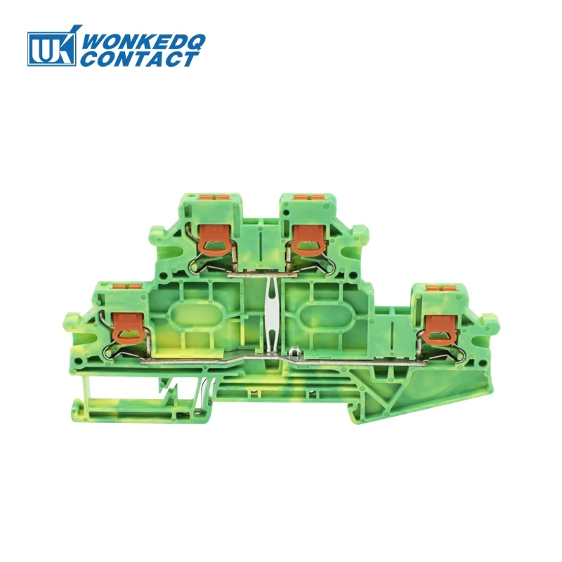 5Pcs PTTBV 2.5-PE Ground Side Push-in Terminal Block Protective Conductor 2 Level Connector 2.5 mm2 Din Rail PTTBV2.5-PE
