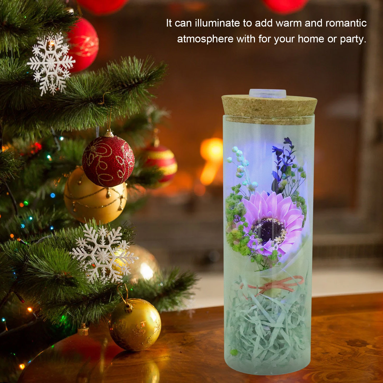 

Wishing Bottle Flower Decor Romantic Artificial Flower Artificial Eternal Flowers Sunflower Carnation Lighted Gifts