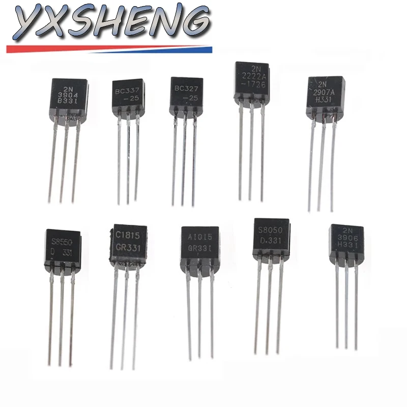 100 Uds 2N2222 2N2222A TO-92 Transistor 2N2907 2N3904 2N3906 2SC1815 2SA1015 BC337-25 BC327-25 S8050 S8550 transistores electrónicos