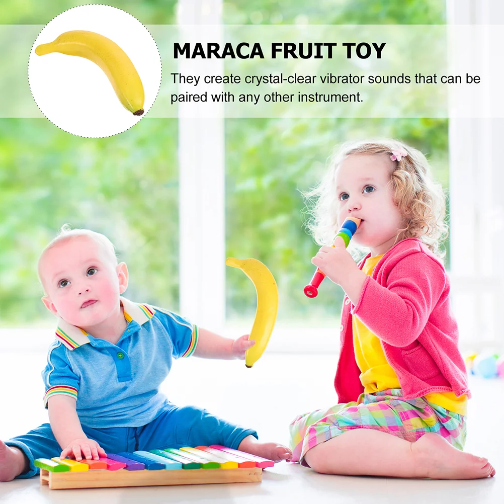 2 ชิ้นผลไม้จําลอง Sandbox Maraca ประดิษฐ์ผลไม้รูปเครื่องดนตรี Shaker Early การศึกษาของเล่นเด็ก