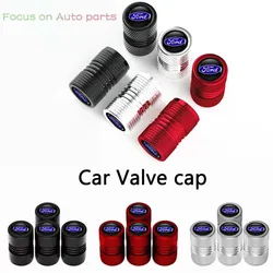 Liga de alumínio Car Metal Roda Pneu Válvula Caps, Poeira Caps com Anel de Borracha, Acessórios para Ford ST Racing RS S Kuga Fiesta, 4pcs por conjunto