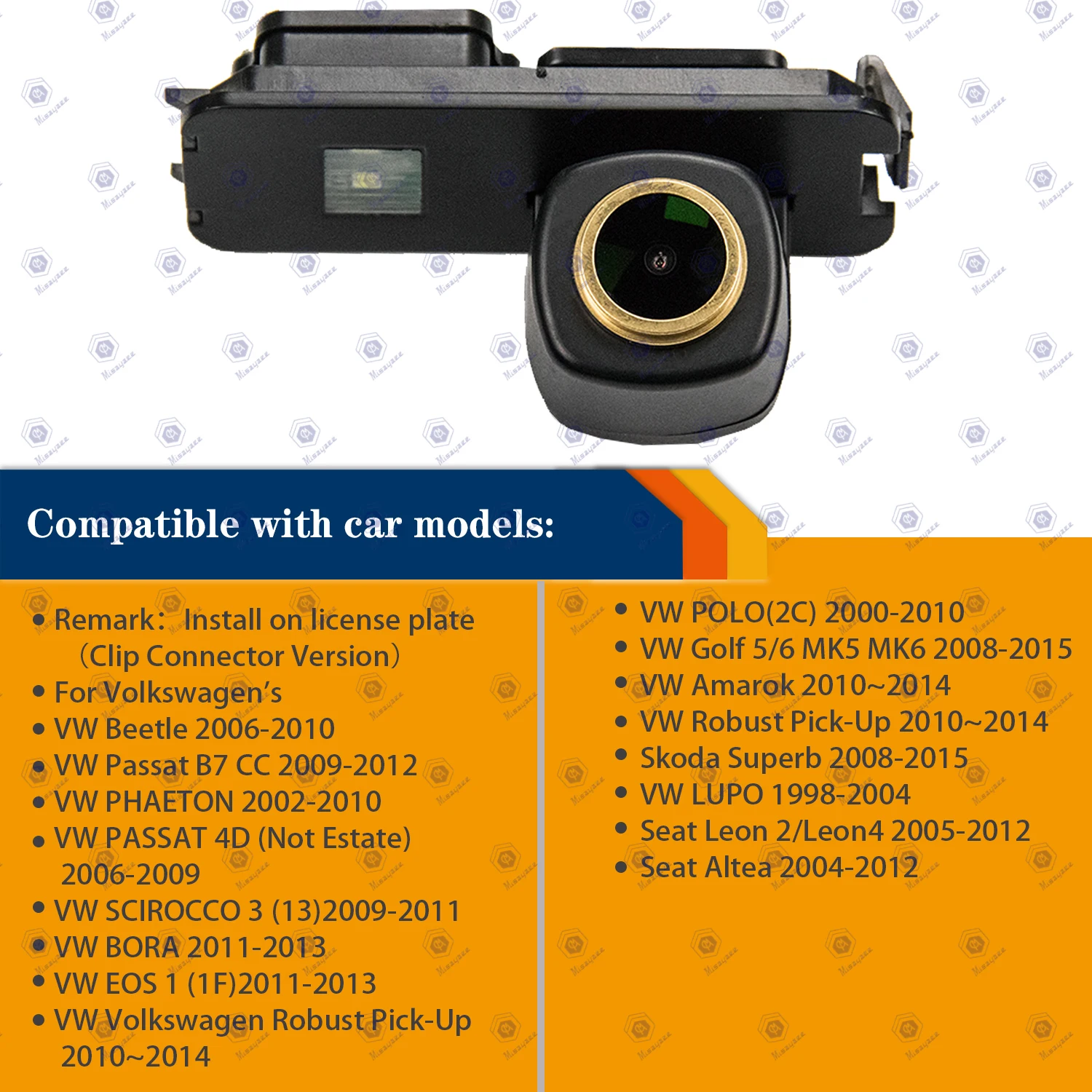 HD 720p Rear View Camera for Passat B7 PHAETON/SCIROCCO/GOLF 5 6 MK6 MK5 Amarok MK6/EOS /BEETLE/LUPO/LEON/Altea Seat Leon 2/3