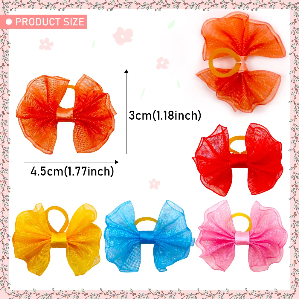 20pcs Dog Hair Bows Lace Dog Hair Accessores Pet Grooming Supplies Cute Small Dogs Bows Rubber Bands Accessoreis For Small Dogs