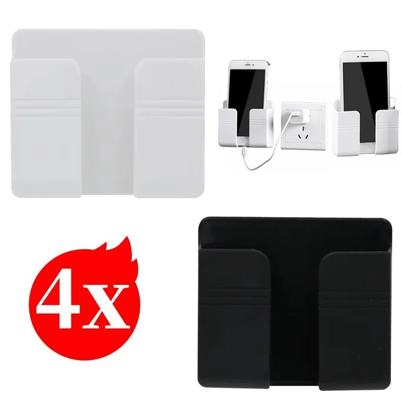 Wandmontierter Telefonhalter, multifunktionaler Handy-Ladeständer, Fernbedienungsständer, Aufbewahrungsbox für Zuhause, Küche, Büro, Organizer