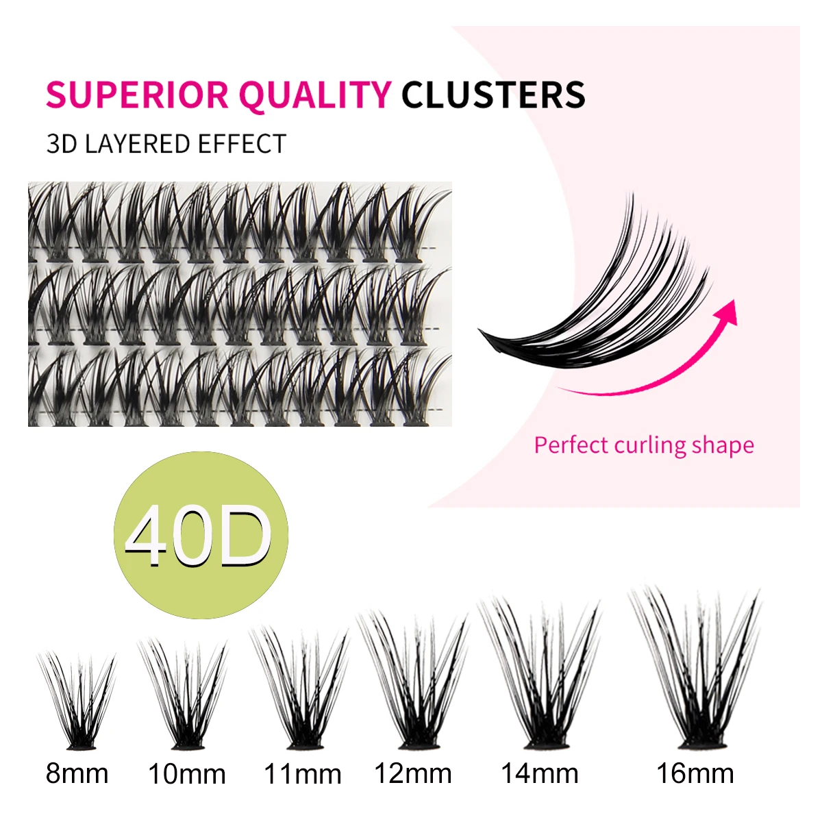 LINYAGSSE 30D 40D 0.07 60 pcs 3 rows Self-Grafting Cluster Lashes Natural Mink Eyelash Individual Extension Lashes Makeup Cilias