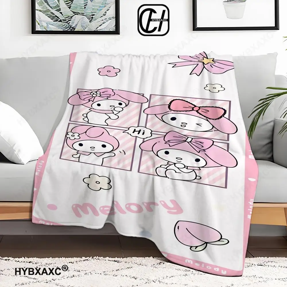 

My Melody Throw Blanket Aesthetic Art Flannel Blanket Portable Home Travel Camping Sofa Picnic Thickening Flannel Blanket