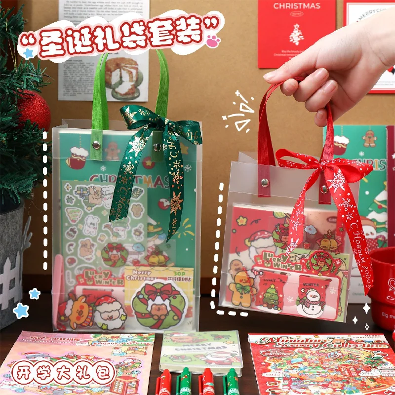 Kawaii Xmas Stationery Set Christmas Kids Gift Memo stickers Note Pad Student Stationery School Office Supplies
