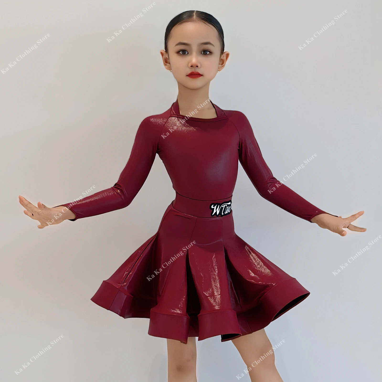 

Детский костюм для латинских танцев для самбы, румбы, сальсы, танго, бальное платье для соревнований для девочек, стандартное детское платье для латинских танцев, одежда