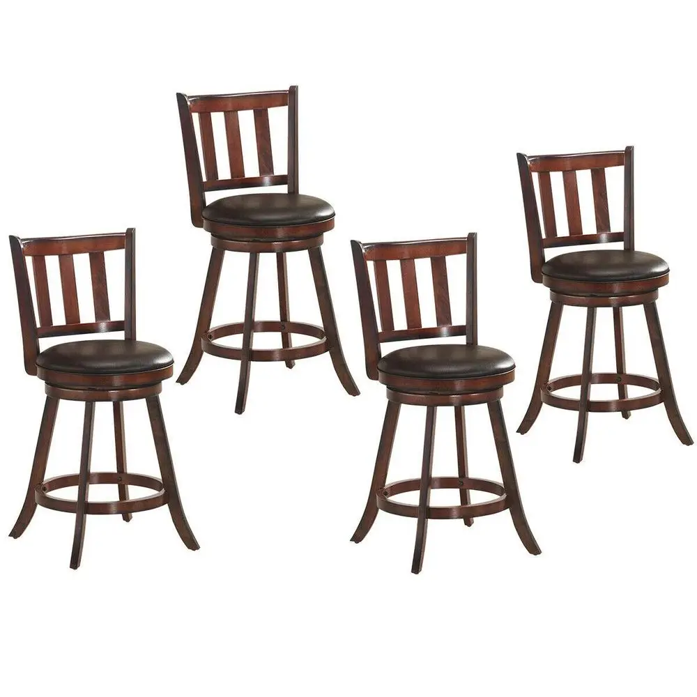 

Bar Stools Set of 4, Counter Height Dining Chair, Fabric holstered 360 Degree Swivel, PVC Cushioned Seat, Perfect for Dining